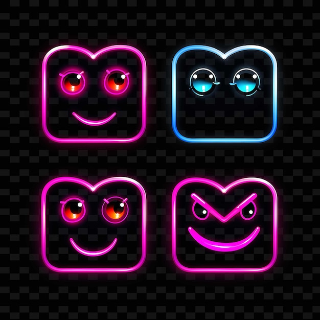 PSD png creative emoji neon line moderne ontwerpelementen voor levendige en boeiende kunstwerken