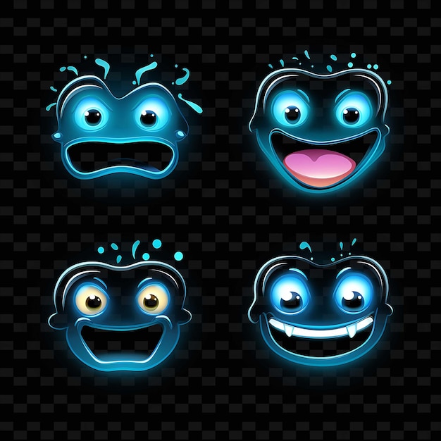 PSD png creative emoji neon line moderne ontwerpelementen voor levendige en boeiende kunstwerken