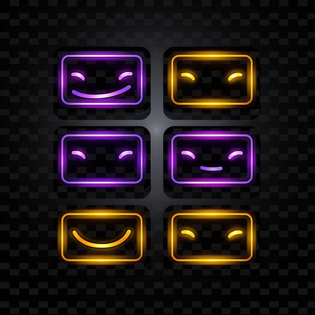 PSD png creative emoji neon line nowoczesne elementy projektowe dla żywych i fascynujących dzieł sztuki