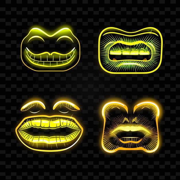 PSD png creative emoji neon line nowoczesne elementy projektowe dla żywych i fascynujących dzieł sztuki