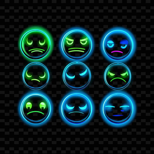 PSD png creative emoji neon line nowoczesne elementy projektowe dla żywych i fascynujących dzieł sztuki