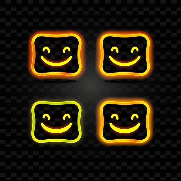 PSD png creative emoji neon line nowoczesne elementy projektowe dla żywych i fascynujących dzieł sztuki