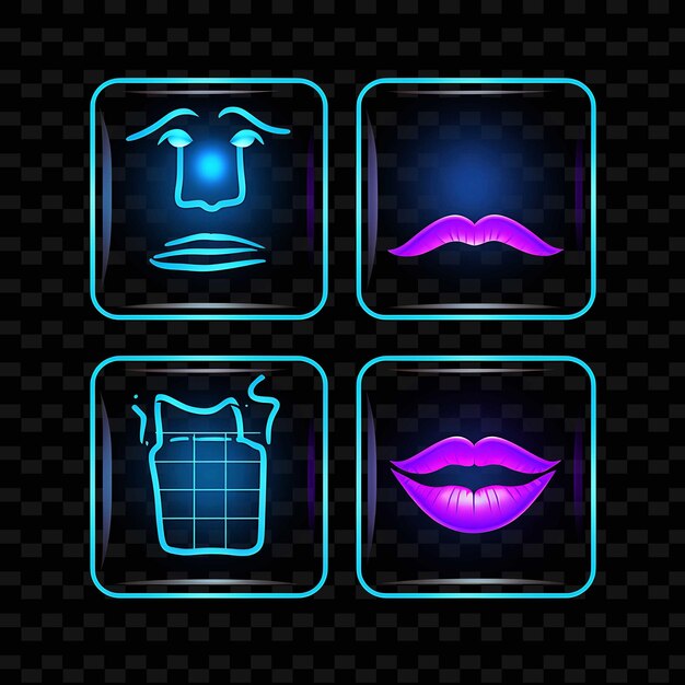 PSD png creative emoji neon line nowoczesne elementy projektowe dla żywych i fascynujących dzieł sztuki