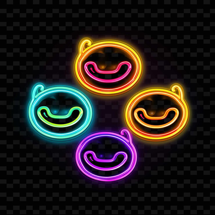 PSD png creative emoji neon line nowoczesne elementy projektowe dla żywych i fascynujących dzieł sztuki