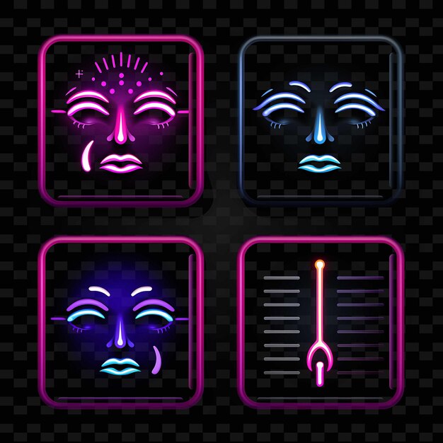 PSD png creative emoji neon line nowoczesne elementy projektowe dla żywych i fascynujących dzieł sztuki