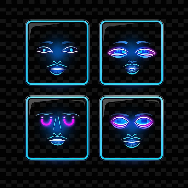 PSD png creative emoji neon line nowoczesne elementy projektowe dla żywych i fascynujących dzieł sztuki