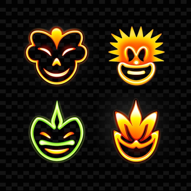 PSD png creative emoji neon line nowoczesne elementy projektowe dla żywych i fascynujących dzieł sztuki