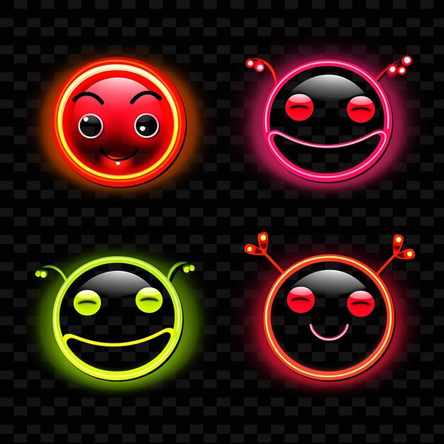 PSD png creative emoji neon line nowoczesne elementy projektowe dla żywych i fascynujących dzieł sztuki