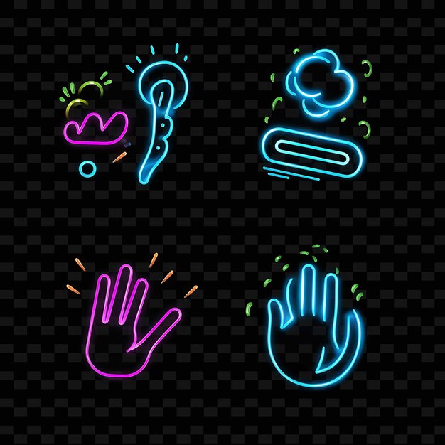 PSD png creative emoji neon line nowoczesne elementy projektowe dla żywych i fascynujących dzieł sztuki