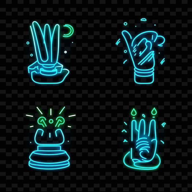 PSD png creative emoji neon line nowoczesne elementy projektowe dla żywych i fascynujących dzieł sztuki