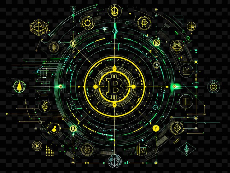 PSD png cryptocurrency tape decal with various digital currencies a creative neon y2k shape decorativen