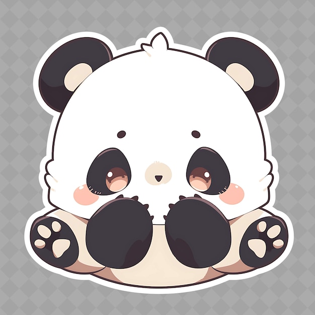 PSD png cuddly and shy anime panda boy z okrągłymi uszami i czarnym pat creative chibi sticker collection