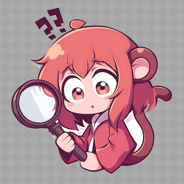 Png Curious And Inquisitive Anime Monkey Girl With A Tail I Kreatywna Kolekcja Naklejek Chibi