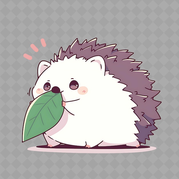 Png curious and kawaii anime hedgehog boy with a leaf with a sni creative chibi sticker collection