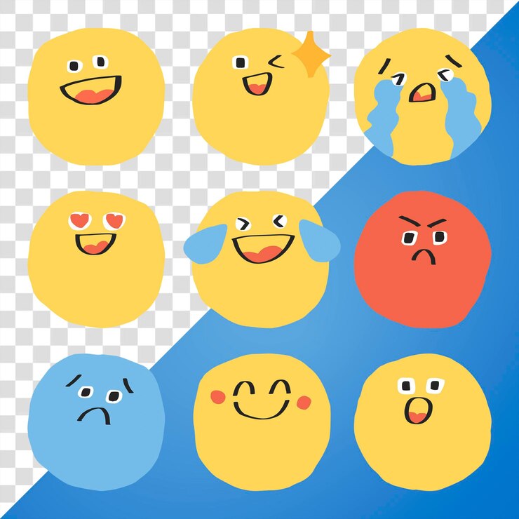PSD png cute doodle emoji icon collection journal sticker