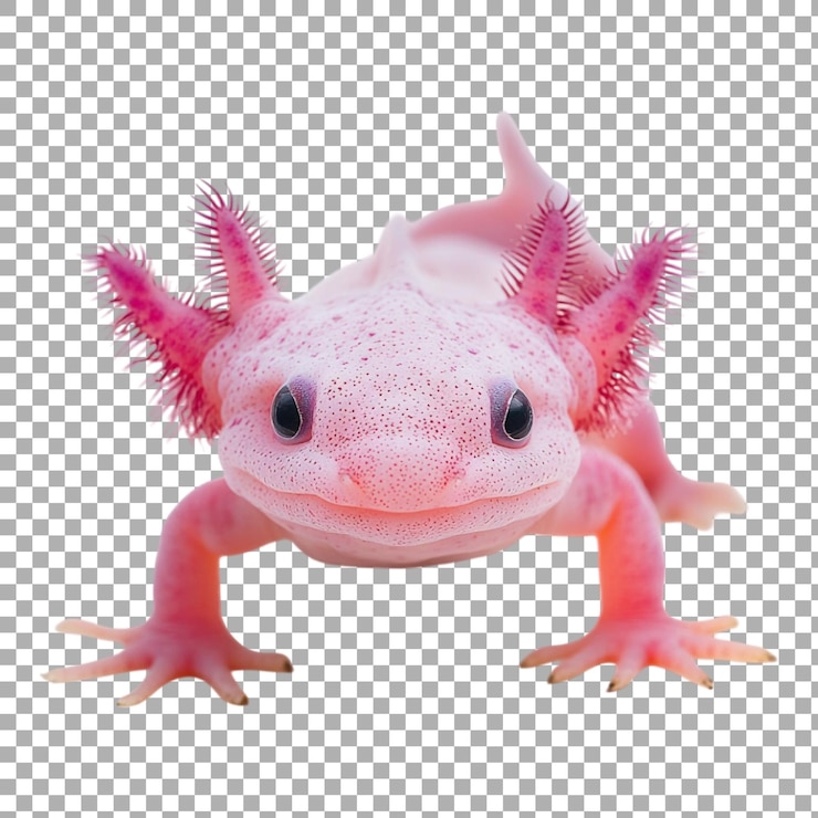 PSD png 可愛的異國粉紅色 axolotl 薩拉曼德 兩類在透明的背景下