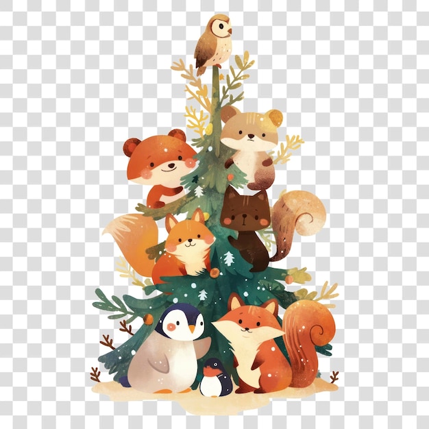 png cute forest animals christmas illustration woodland