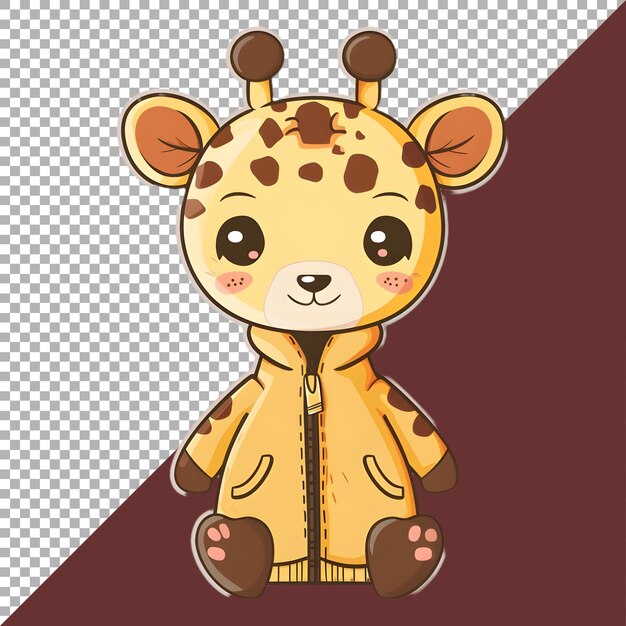 PSD png of cute sticker style zipper animal on transparent background ai generated