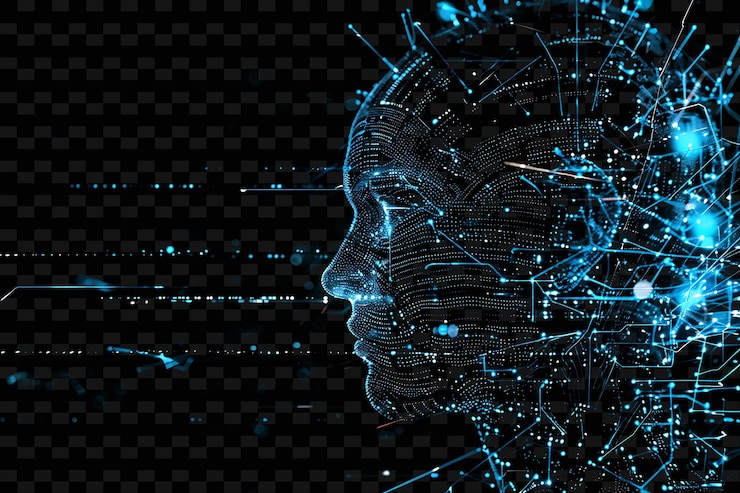 PSD png cybernetic network glitch with robotic elements circuit patt illustration texture background