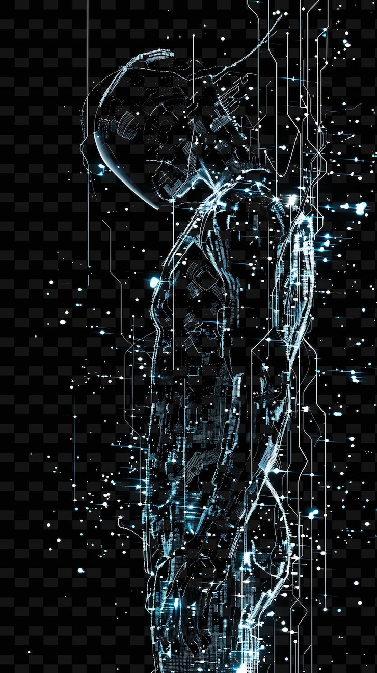 PSD png cybernetic network glitch z elementami robotycznymi circuit patt ilustracja tekstura tło