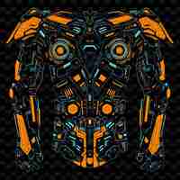 PSD png cybernetic tape decal with robotic limbs and mechanical par creative neon y2k shape decorativet