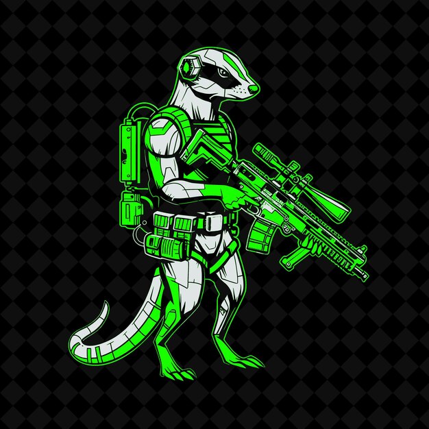 PSD png cybernetic weasel con accenti rosa neon che indossa una mascotte animale di utilità b