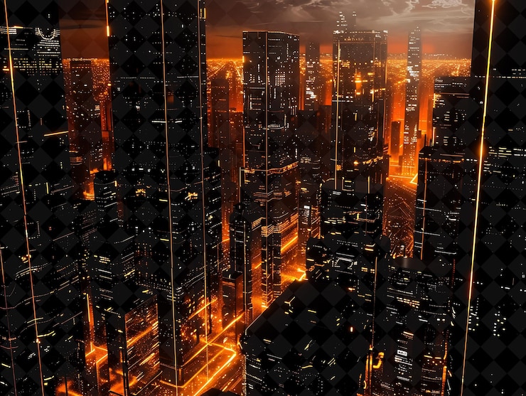 PSD png cyberpunk skyscraper frame with solana logo futuristic skysc y2k neon shape on dark background