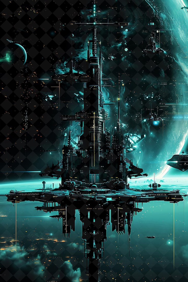 PSD рамка космической станции png cyberpunk с логотипом polymath space stati y2k неоновая форма на темном фоне