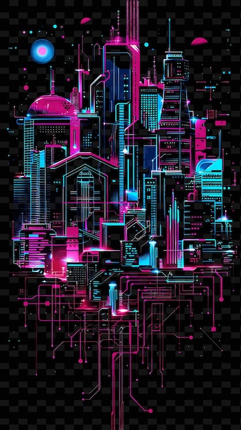 Png Cyberpunk Tape Decal Z Neon Lit Cityscapes I High Tech Creative Neon Y2k Shape Decorative