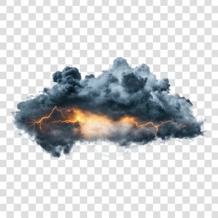 PSD png czarne chmury burzowe zjawisko burzy błyskawicznej