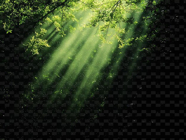 PSD png dappled light rays con luce irregolare e colore verde foresta neon trasparente collezioni y2k