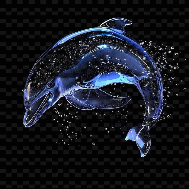 PSD png delfin w kształcie gliceryny przezroczyste z niebieskim kształtem zwierzęcym li abstrakcyjna sztuka