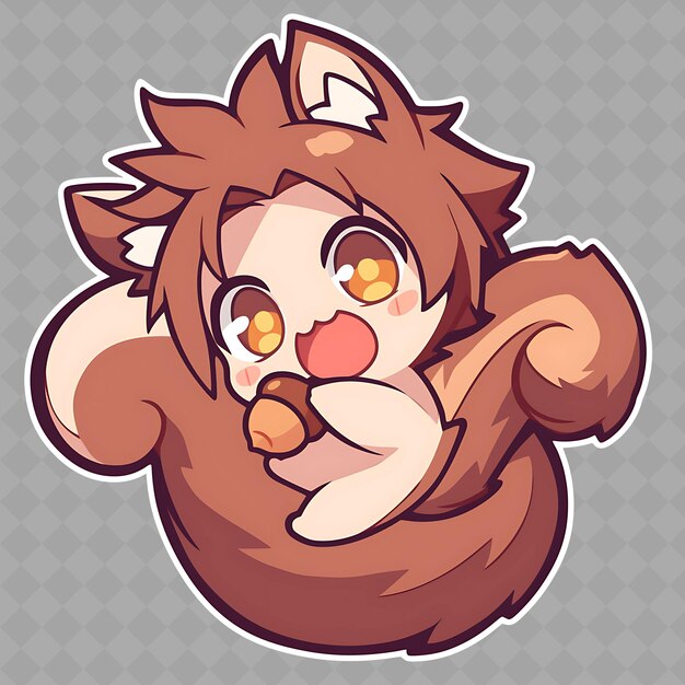 PSD png delightful i kawaii anime squirrel boy z bushy tail i creative chibi sticker collection