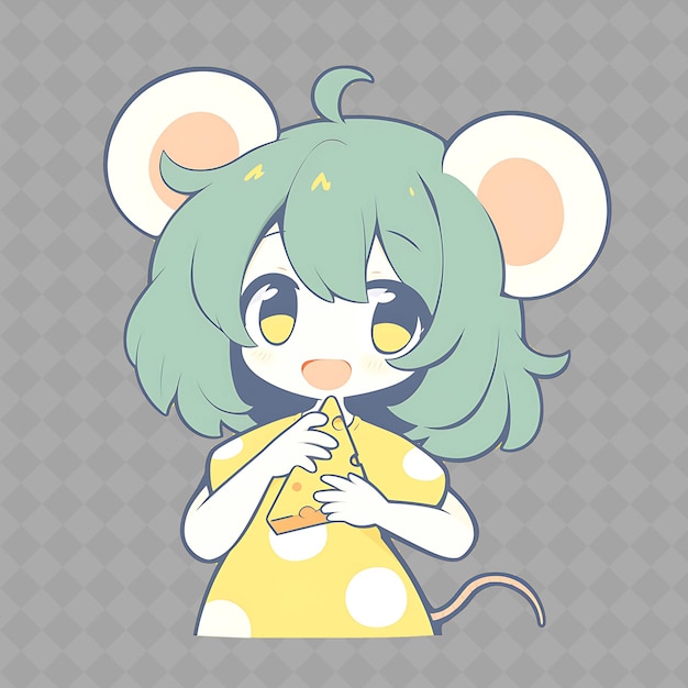 Png delightful e kawaii anime mouse girl con orecchie di topo e h creative chibi sticker collection