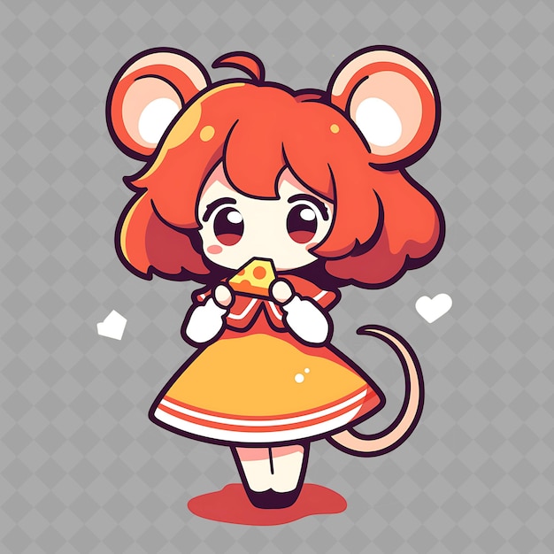 PSD png delightful e kawaii anime mouse girl con orecchie di topo e h creative chibi sticker collection
