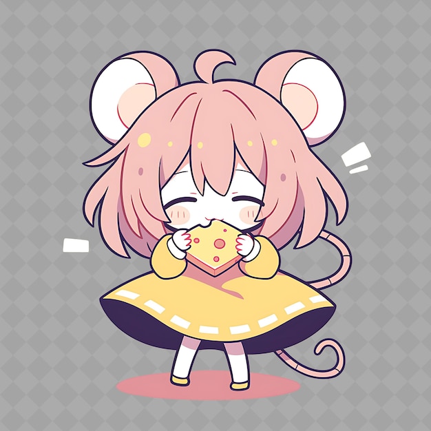 Png delightful e kawaii anime mouse girl con orecchie di topo e h creative chibi sticker collection