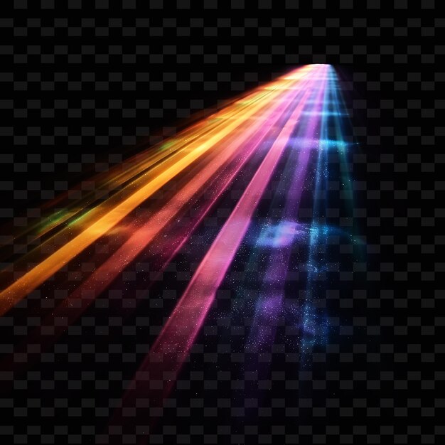 PSD png diffracted light rays with soft light and multicolored rainbow neon transparent y2k collections