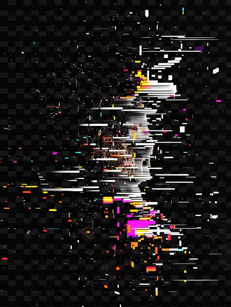 PSD png digital noise glitch with random pixel patterns glitch art a illustration texture background