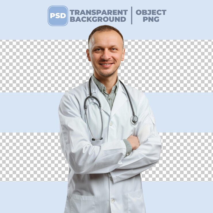 PSD png doctor with strethoscope psd