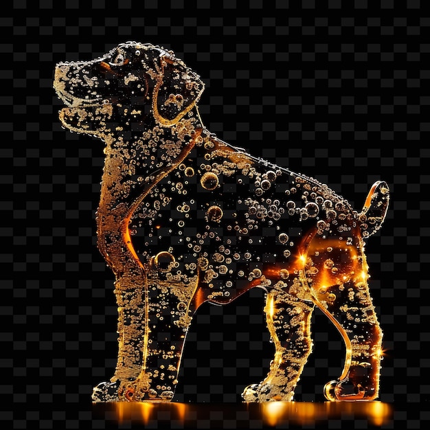 PSD png dog shaped in soda material transparent with cola colored li animal shape abstract art