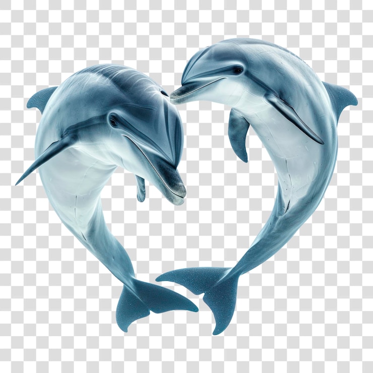 PSD png dolphin in heart shape animal mammal fish