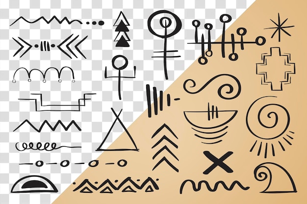 Png doodle bohemian symbol ręcznie narysowany ilustracja