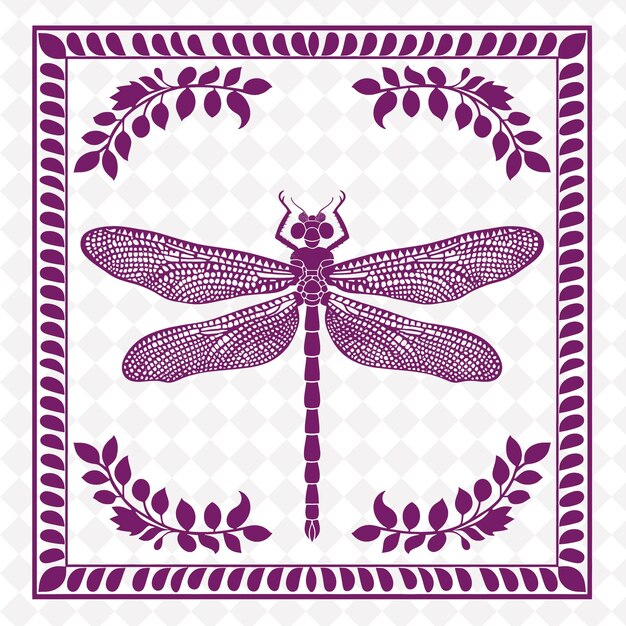 Png dragonfly folk art met vleugels en lichaam voor decoraties in th illustration outline frame decor