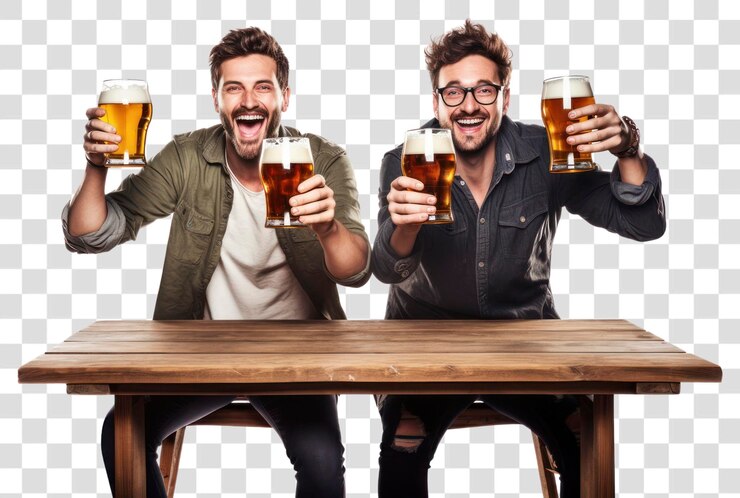 PSD png drinking beer glass adult