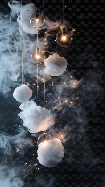 PSD fumo di ghiaccio secco png con nebbia bassa e corda di fumo bianca string di luce neon radiante unica
