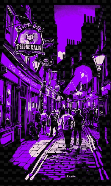 Png Dublin Temple Bar Z Tętniącą życiem Ulicą Scene Pubs Live Music Illustration Citys Scene Art Decor