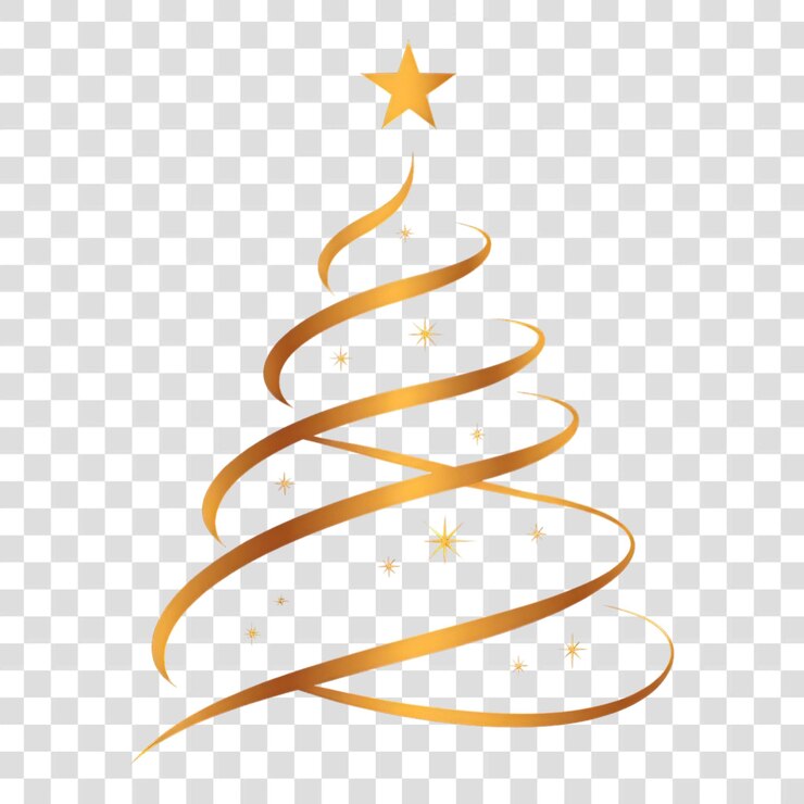 PSD png eenvoudige kerstboom kerstgouden ontwerp