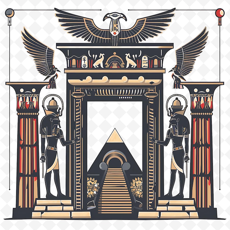 PSD png egyptian gate with pharaoh wedding decorations gate is adorn creative abstract art designs