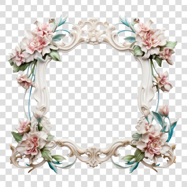 PSD png elegant floral decorative frame
