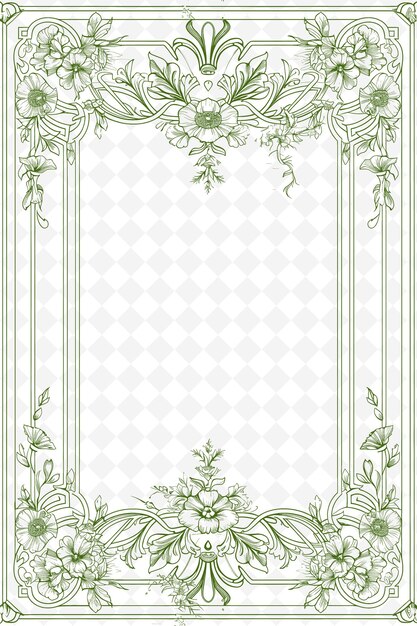 Png elegante disegno di cartolina con cornice a monogramma stile adornato outline arts scribble decorative